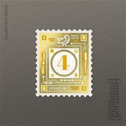 NFT Number 4 Volume 2 - Gold with Serial  187 from HBAR NFT Collection  Earthlings Stamps