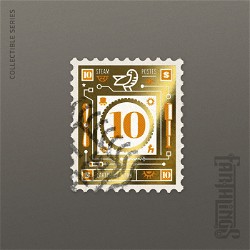 NFT Number 10 Volume 2 - Gold with Serial  1092 from HBAR NFT Collection  Earthlings Stamps