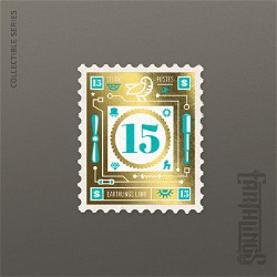 NFT Number 15 Volume 2 - Gold with Serial  418 from HBAR NFT Collection  Earthlings Stamps